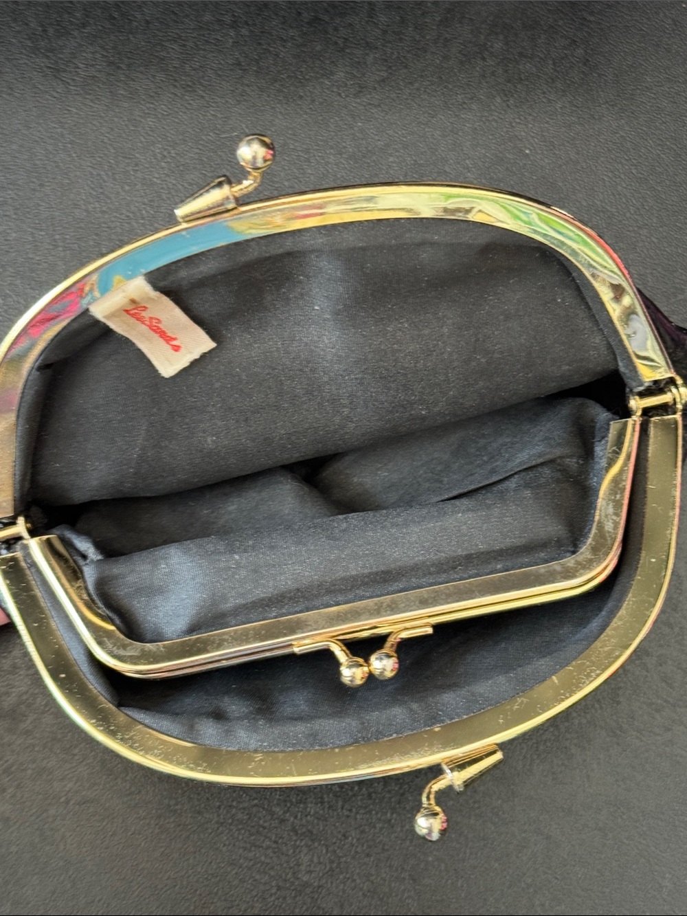 VTG Lee Sands Black Eel Skin Kiss Lock Coin Purse Clutch Wallet - Picture 5 of 9